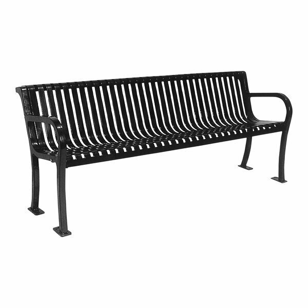 Ultra Site Lexington 8' Black Slat Bench with Backrest 99'' x 26 7/8'' x 35 1/2'' 38A954S8BK